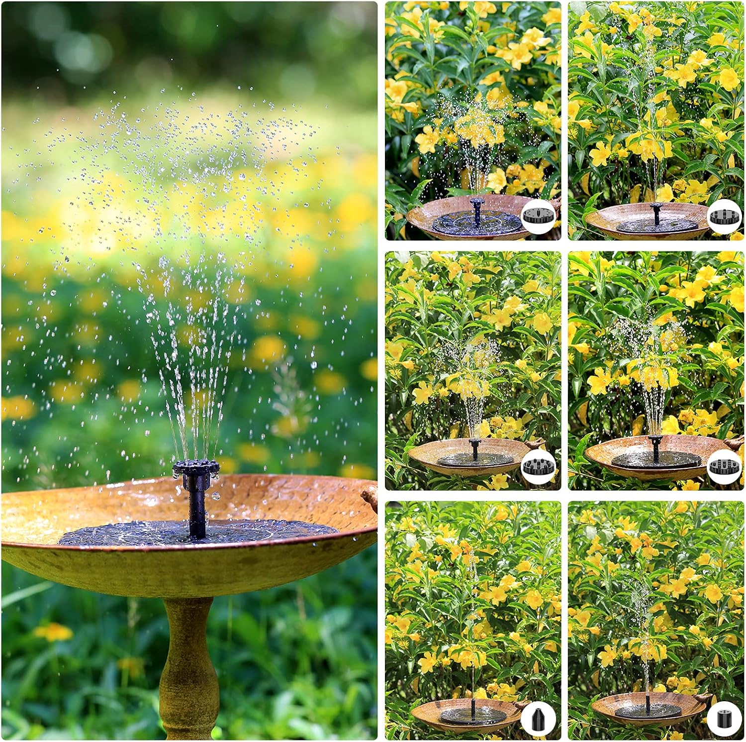 Serenosole™ SolarCascade | Vogelmagnet & Zen-Vibes | Solar-Wasserfontäne (+ 8 GRATIS Aufsätze)