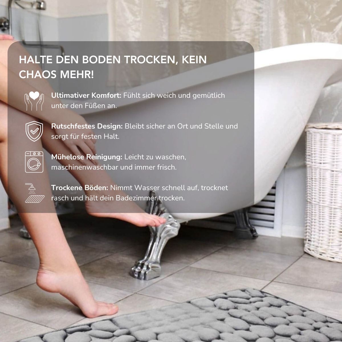 Serenosole™ DryMat | Hält dein Badezimmer trocken und bleibt jedes Mal an Ort und Stelle | Bester Rutschfester Teppich 2025