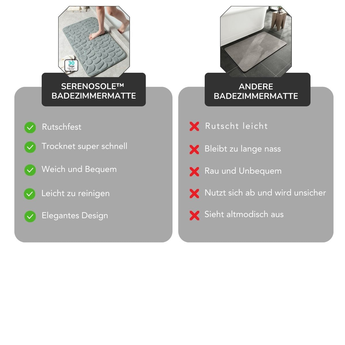 Serenosole™ DryMat | Hält dein Badezimmer trocken und bleibt jedes Mal an Ort und Stelle | Bester Rutschfester Teppich 2025