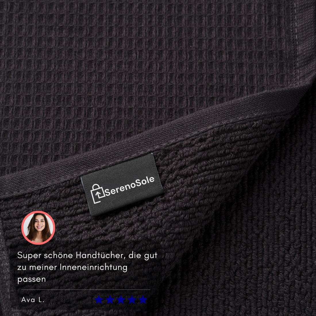 Serenosole™ VelvetVista Handtuch Schwarz | Satz von 2