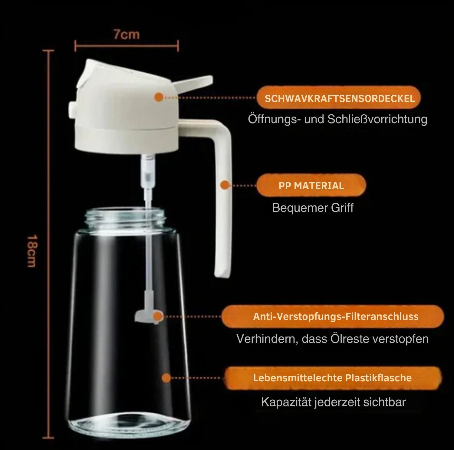 Serenosole™ OlioMist Ölspender | Öl wird perfekt mit nur einem Druck dosiert | Der Effizienteste Ölspender 2024