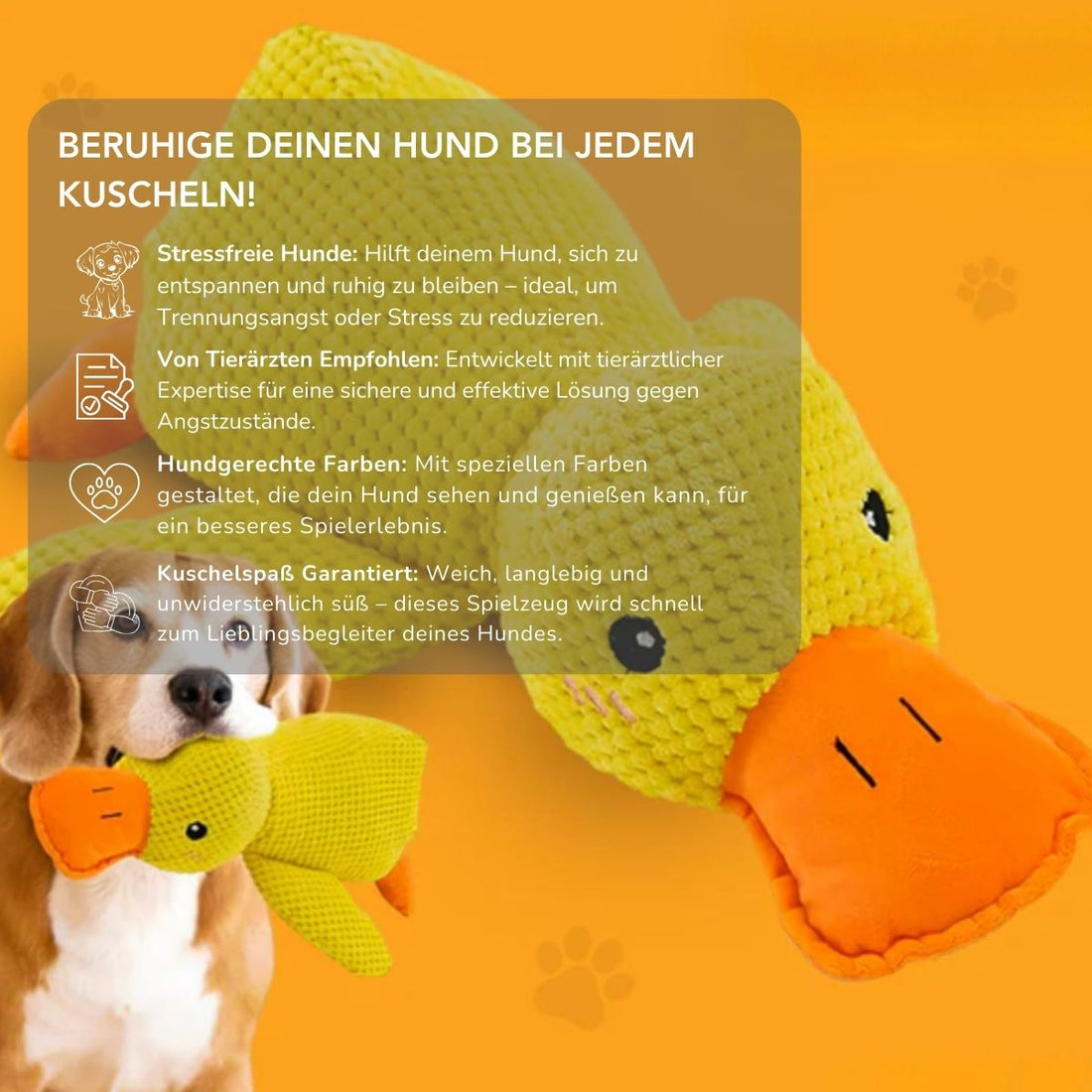 Serenosole™ CalmBuddy Anti-Stress Ente Hundespielzeug | Das ultimative Kuschelspielzeug für einen stressfreien Hund | Bestseller