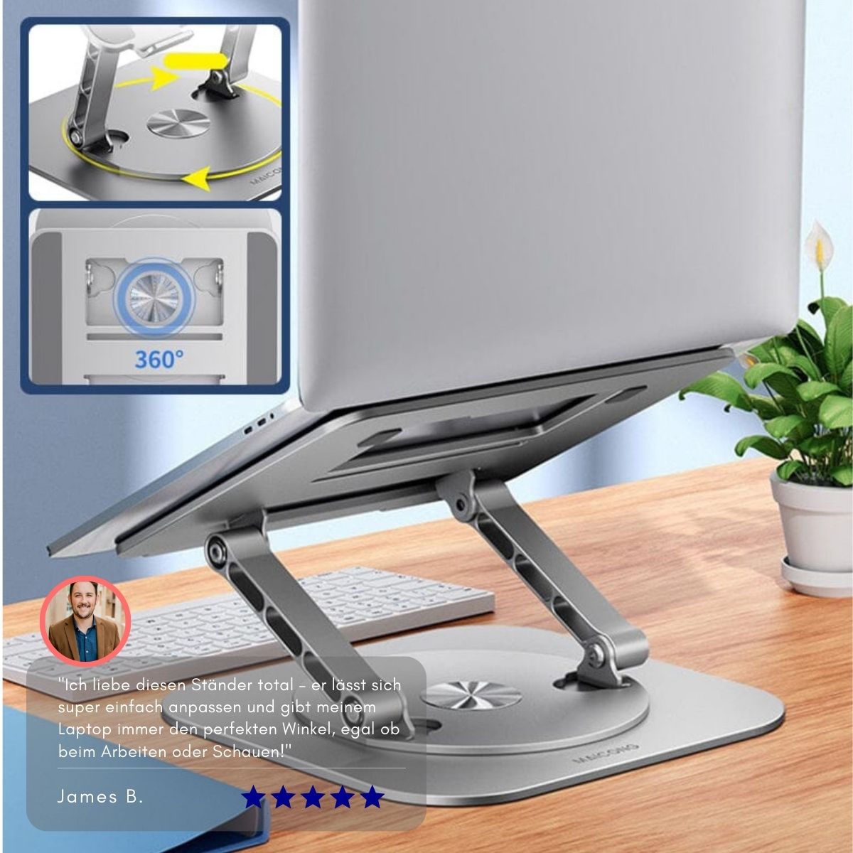 Serenosole™ DeskLift Laptop-Ständer 360 Grad | Der bequemste und vielseitigste Laptop-Setup