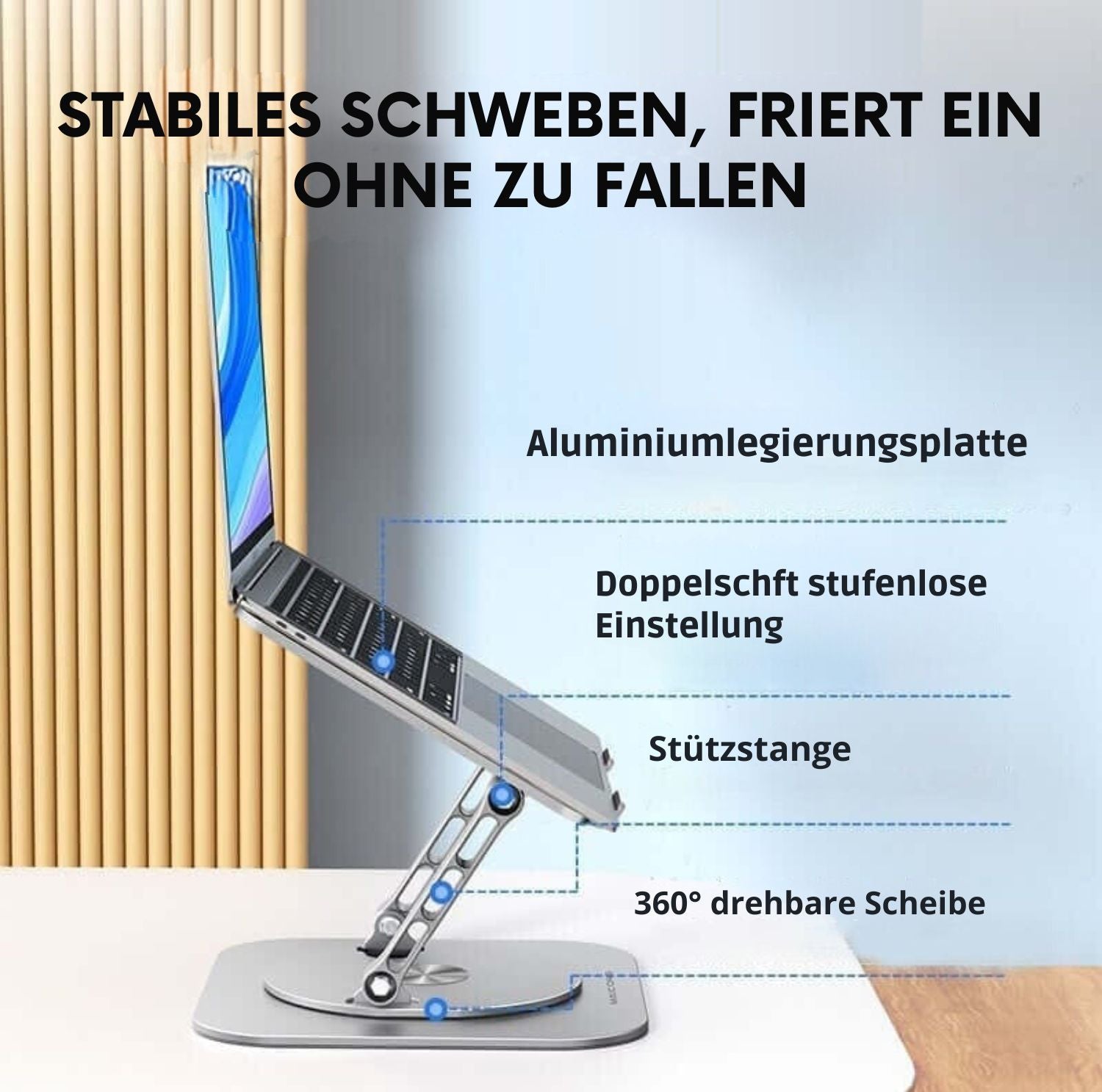 Serenosole™ DeskLift Laptop-Ständer 360 Grad | Der bequemste und vielseitigste Laptop-Setup