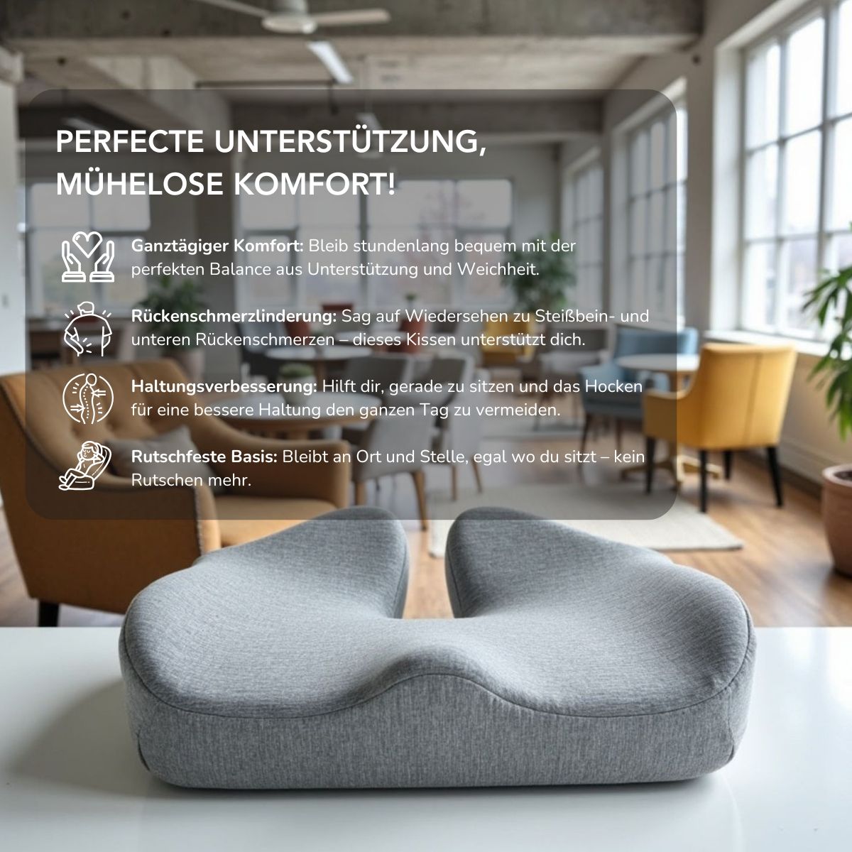 Serenosole™ CushionCare | Sitz den ganzen Tag bequem mit perfekter Unterstützung | Ultimatives Komfort-Sitzkissen 2025