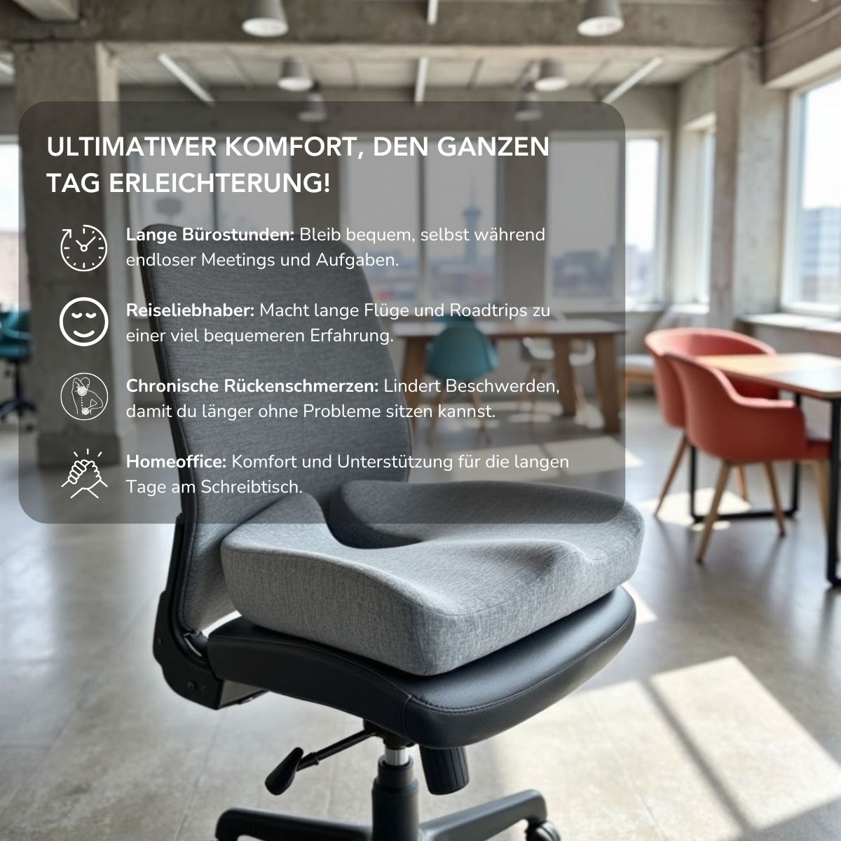 Serenosole™ CushionCare | Sitz den ganzen Tag bequem mit perfekter Unterstützung | Ultimatives Komfort-Sitzkissen 2025