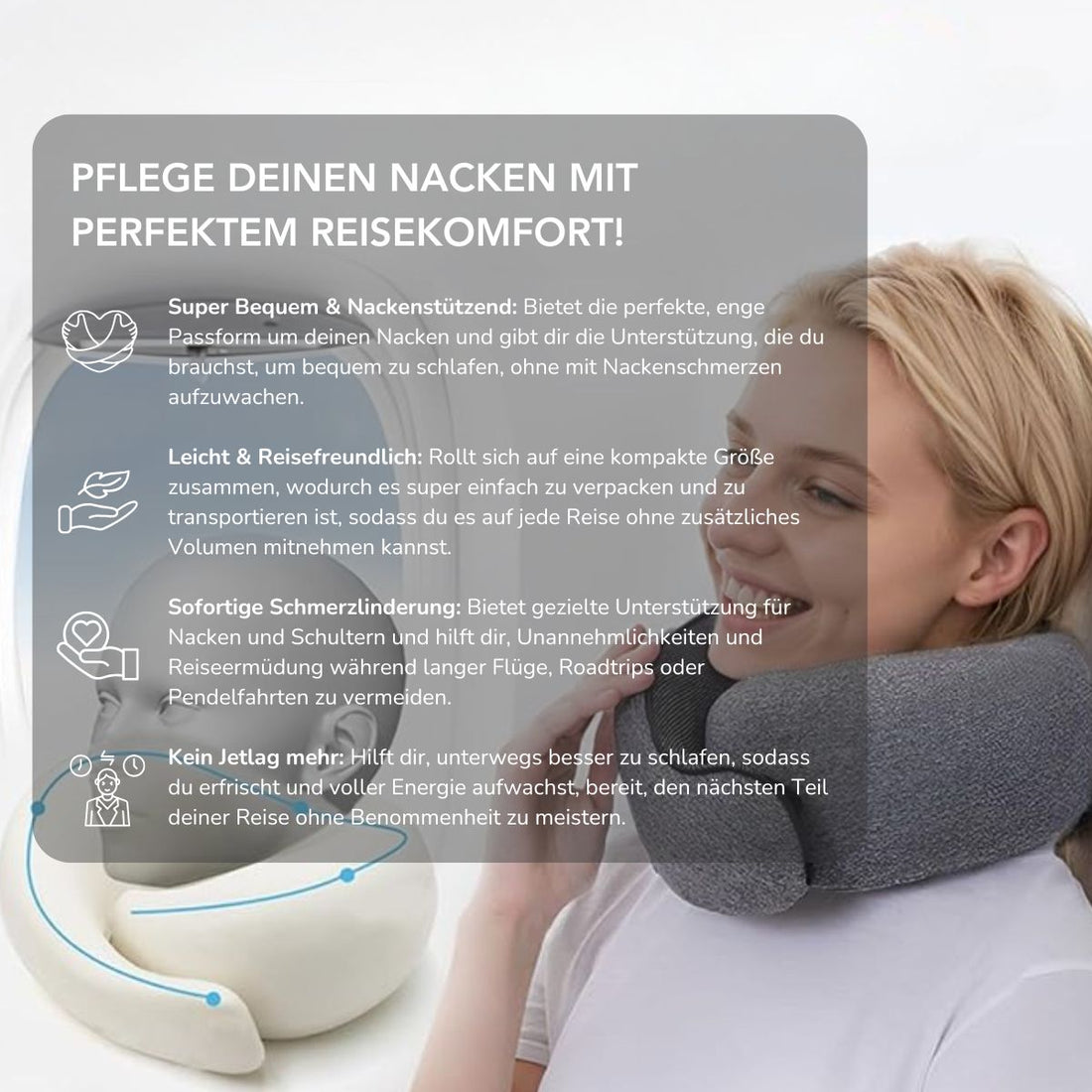 Serenosole™ CloudRest | Super bequeme, den Nacken stützende Unterstützung, damit du überall ein Nickerchen machen kannst | Bequemstes Reisekissen 2025