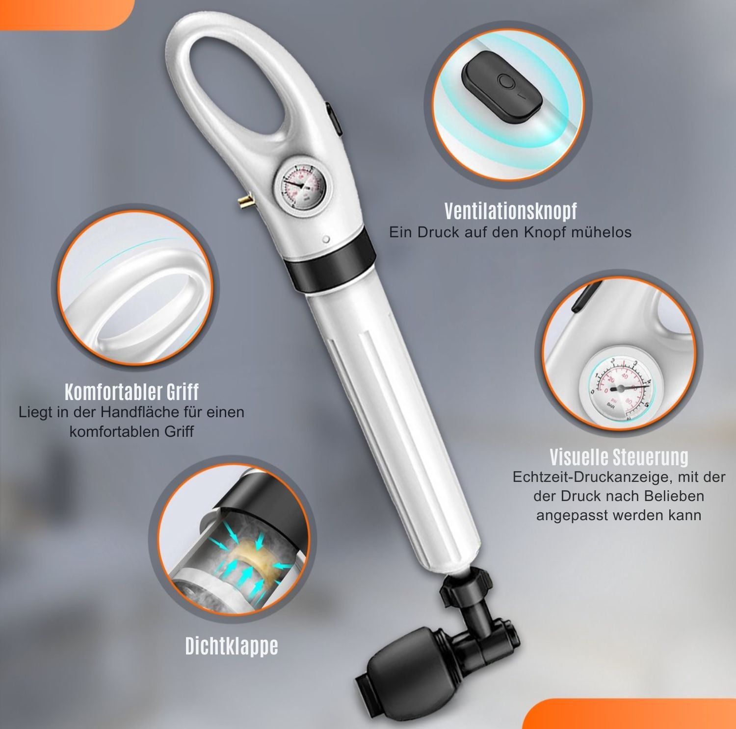 Serenosole™ DrainBlaster Turbo air pressure plunger | Beseitigt Verstopfungen in Sekunden |  Ultimativer Verstopfungs-Befreier 2024
