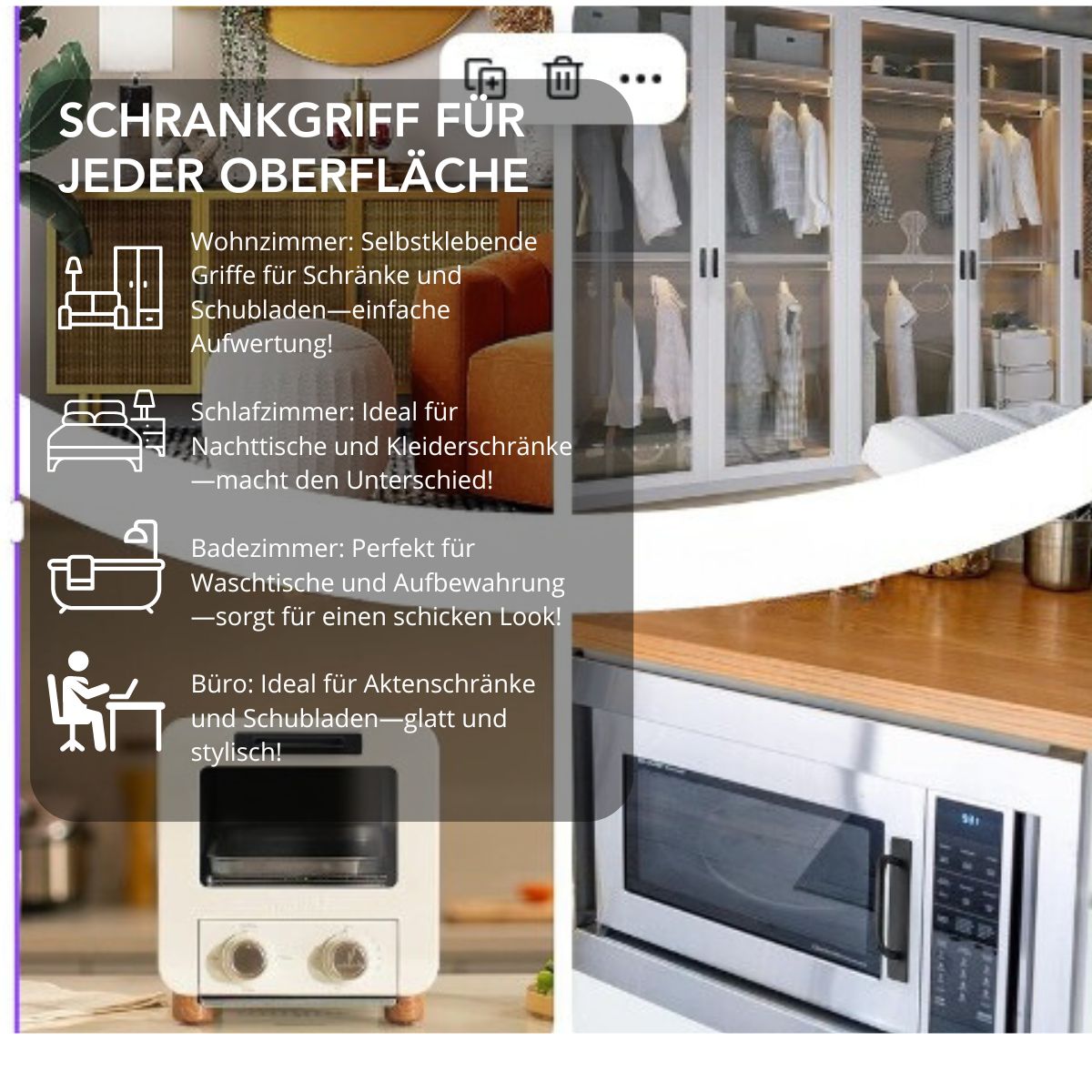 Serenosole™ StickMate Schrankgriff | Selbstklebende Cabinet Handles | Beliebteste Schrankgriffe 2024 (1+1 GRATIS)
